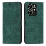 For Tecno Spark Go 2024 / POP 8 Skin Feel Stripe Pattern Leather Phone Case with Long Lanyard(Green)