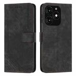 For Tecno Spark 20 Skin Feel Stripe Pattern Leather Phone Case with Long Lanyard(Black)