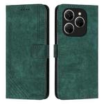 For Tecno Spark 20 Pro Skin Feel Stripe Pattern Leather Phone Case with Long Lanyard(Green)