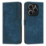 For Tecno Spark 20 Pro Skin Feel Stripe Pattern Leather Phone Case with Long Lanyard(Blue)