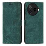 For Tecno Camon 30 Pro 5G Skin Feel Stripe Pattern Leather Phone Case with Long Lanyard(Green)