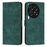 For Tecno Camon 30 4G / 5G Skin Feel Stripe Pattern Leather Phone Case with Long Lanyard(Green)