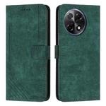 For Tecno Camon 30S Skin Feel Stripe Pattern Leather Phone Case with Long Lanyard(Green)