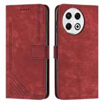 For Tecno Spark 30 Pro Skin Feel Stripe Pattern Leather Phone Case with Long Lanyard(Red)