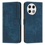 For Tecno Spark 30 Pro Skin Feel Stripe Pattern Leather Phone Case with Long Lanyard(Blue)