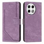 For Tecno Spark 30 Pro Skin Feel Stripe Pattern Leather Phone Case with Long Lanyard(Purple)