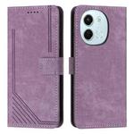 For Tecno Spark 30 5G Skin Feel Stripe Pattern Leather Phone Case with Long Lanyard(Purple)