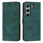 For Tecno Camon 40 Pro 5G Skin Feel Stripe Pattern Leather Phone Case with Long Lanyard(Green)
