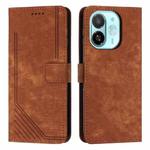For Tecno Spark 30C 5G / Pop 9 5G Skin Feel Stripe Pattern Leather Phone Case with Long Lanyard(Brown)