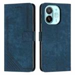 For Tecno Spark 30C 5G / Pop 9 5G Skin Feel Stripe Pattern Leather Phone Case with Long Lanyard(Blue)