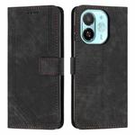 For Tecno Spark 30C 5G / Pop 9 5G Skin Feel Stripe Pattern Leather Phone Case with Long Lanyard(Black)