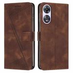 For OPPO A58 / A78 Dream Triangle Leather Phone Case with Long  Lanyard(Brown)