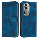 For OPPO Reno11 Pro Global Dream Triangle Leather Phone Case with Long  Lanyard(Blue)