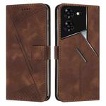 For Tecno Pova 5 Pro Dream Triangle Leather Phone Case with Long  Lanyard(Brown)