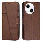 For Tecno Spark Go 1 Stitching Calf Texture Buckle Leather Phone Case(Brown)