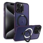 For iPhone 15 Pro Max Skin-feel MagSafe Holder PC Hybrid TPU Phone Case(Dark Purple)