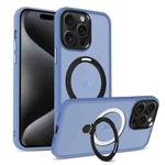 For iPhone 15 Pro Skin-feel MagSafe Holder PC Hybrid TPU Phone Case(Blue)