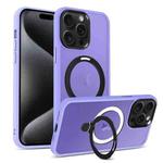 For iPhone 15 Pro Skin-feel MagSafe Holder PC Hybrid TPU Phone Case(Purple)