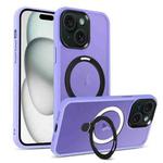 For iPhone 15 Skin-feel MagSafe Holder PC Hybrid TPU Phone Case(Purple)