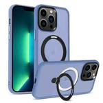 For iPhone 13 Pro Max MagSafe Holder Skin-feel PC Hybrid TPU Phone Case(Blue)