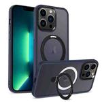 For iPhone 13 Pro Max MagSafe Holder Skin-feel PC Hybrid TPU Phone Case(Dark Blue)