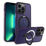 For iPhone 13 Pro Max Skin-feel MagSafe Holder PC Hybrid TPU Phone Case(Dark Purple)