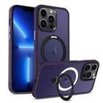 For iPhone 13 Pro Skin-feel MagSafe Holder PC Hybrid TPU Phone Case(Dark Purple)