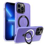 For iPhone 13 Pro MagSafe Holder Skin-feel PC Hybrid TPU Phone Case(Purple)