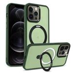 For iPhone 12 Pro Skin-feel MagSafe Holder PC Hybrid TPU Phone Case(Green)