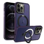 For iPhone 12 Pro MagSafe Holder Skin-feel PC Hybrid TPU Phone Case(Dark Purple)