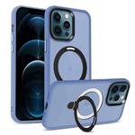 For iPhone 12 Pro Max MagSafe Holder Skin-feel PC Hybrid TPU Phone Case(Blue)