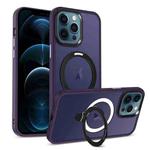 For iPhone 12 Pro Max Skin-feel MagSafe Holder PC Hybrid TPU Phone Case(Dark Purple)