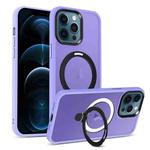 For iPhone 12 Pro Max MagSafe Holder Skin-feel PC Hybrid TPU Phone Case(Purple)