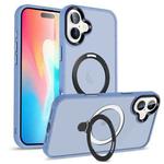 For iPhone 16 Plus Skin-feel MagSafe Holder PC Hybrid TPU Phone Case(Blue)