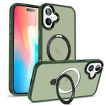 For iPhone 16 Plus Skin-feel MagSafe Holder PC Hybrid TPU Phone Case(Green)