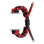 For Apple Watch Series 7 41mm Paracord Fishtail Braided Silicone Bead Watch Band(Black Red)