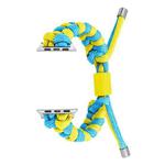 For Apple Watch Series 7 41mm Paracord Fishtail Braided Silicone Bead Watch Band(Light Blue Yellow)