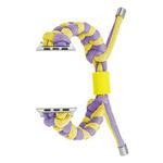 For Apple Watch Series 6 40mm Paracord Fishtail Braided Silicone Bead Watch Band(Purple Yellow)