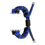 For Apple Watch Series 3 42mm Paracord Fishtail Braided Silicone Bead Watch Band(Black Blue)