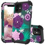 For iPhone 11 L Style Decal Pattern PC + Silicon Case(Purple Flower)