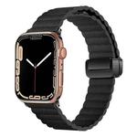 For Apple Watch SE 2023 40mm Water Ripple Magnetic Folding Buckle Watch Band, Style: Bold Version(Black)