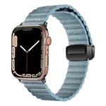 For Apple Watch Series 9 45mm Water Ripple Magnetic Folding Buckle Watch Band, Style: Bold Version(Denim Blue)