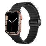 For Apple Watch Series 9 41mm Water Ripple Magnetic Folding Buckle Watch Band, Style: Bold Version(Black)