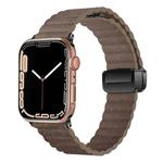 For Apple Watch Ultra 49mm Water Ripple Magnetic Folding Buckle Watch Band, Style: Bold Version(Light Brown)