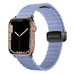 For Apple Watch Ultra 49mm Water Ripple Magnetic Folding Buckle Watch Band, Style: Bold Version(Light Blue)