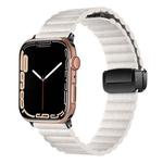 For Apple Watch Series 3 38mm Water Ripple Magnetic Folding Buckle Watch Band, Style: Bold Version(Starlight Color)