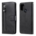 For Samsung Galaxy A21s Fashion Calf Texture Zipper Horizontal Flip Leather Case with Holder & Card Slots & Wallet(Black)