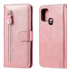 For Samsung Galaxy A21s Fashion Calf Texture Zipper Horizontal Flip Leather Case with Holder & Card Slots & Wallet(Rose Gold)