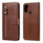 For Samsung Galaxy M31 Fashion Calf Texture Zipper Horizontal Flip Leather Case with Holder & Card Slots & Wallet(Brown)