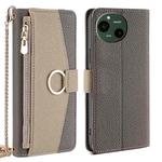 For Sharp Aquos R9 Crossbody Litchi Texture Leather Phone Case(Grey)